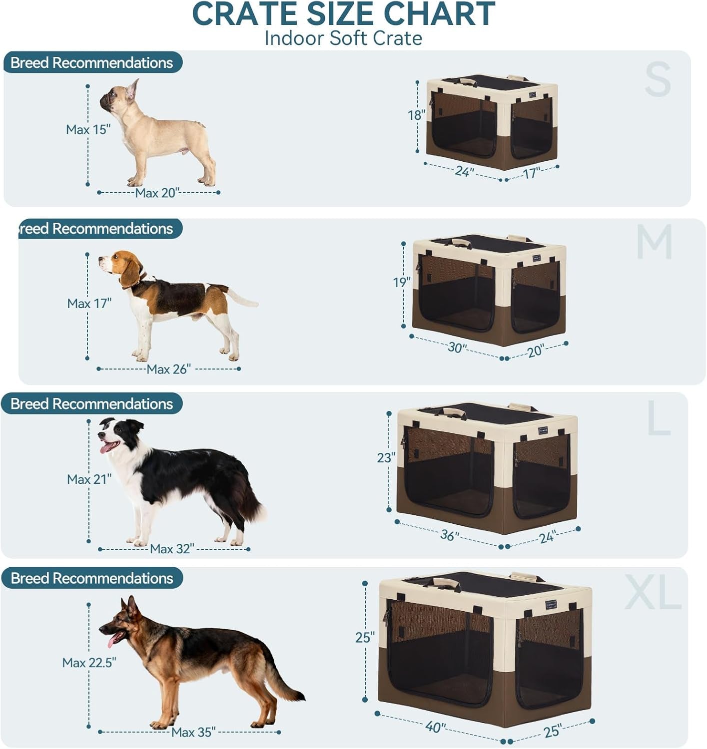 Portable Dog Crate for Small Dogs, – 24" Soft Dog Travel Crates with Lockable Zippers & Thicken Mat, Adjustable Patented Spiral Steel Frame, Collapsible Kennel for Indoor & Outdoor